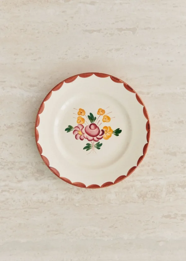 Assiettes à Dessert Anciennes, Crème Fleuries-Sezane Cheap