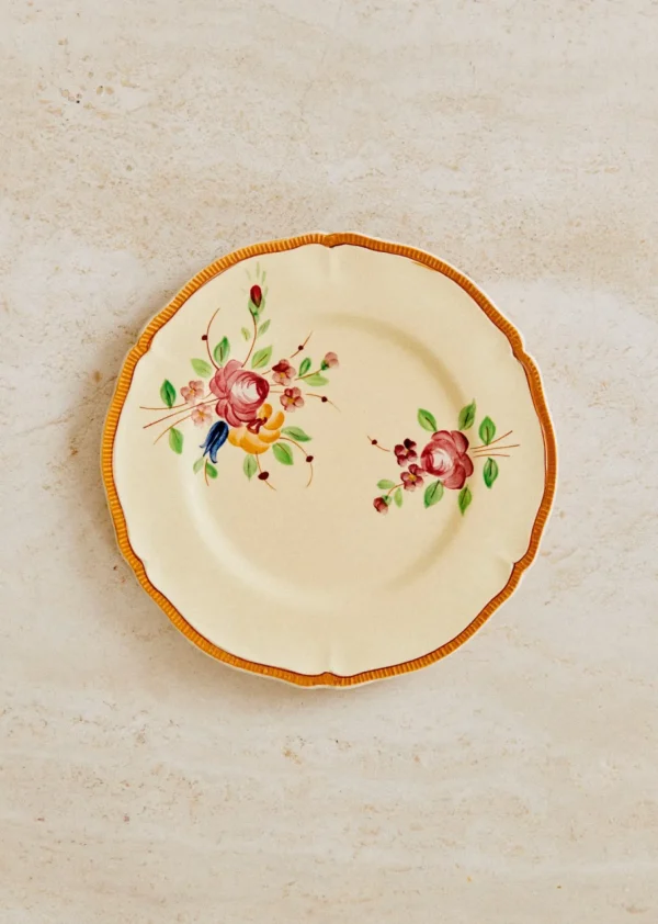 Assiettes à Dessert Anciennes, Crème Fleuries-Sezane Cheap