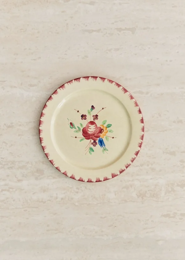 Assiettes à Dessert Anciennes, Crème Fleuries-Sezane Clearance