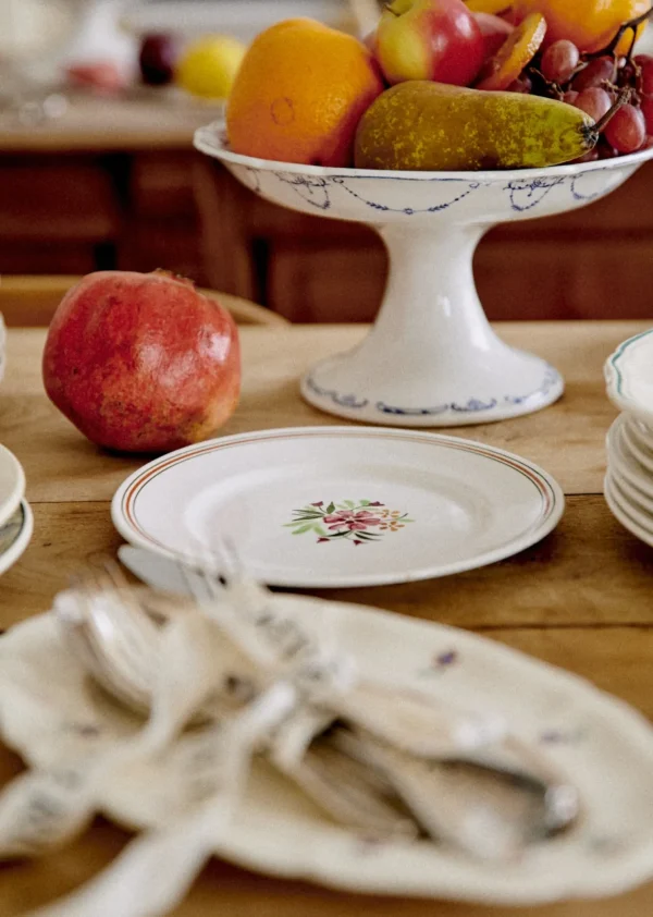 Assiettes à Dessert Anciennes, Crème Fleuries-Sezane Cheap