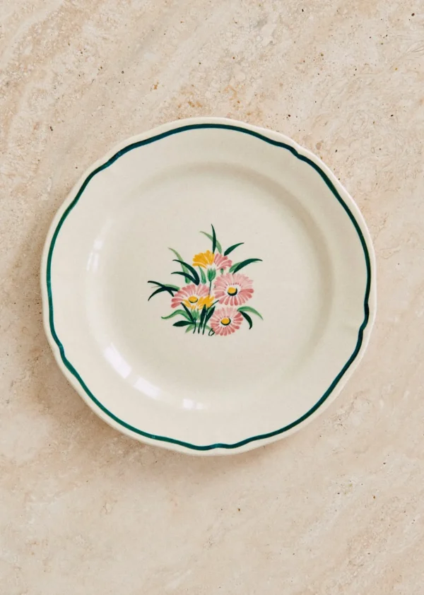 Assiettes à Dessert Anciennes, Crème Fleuries-Sezane Clearance