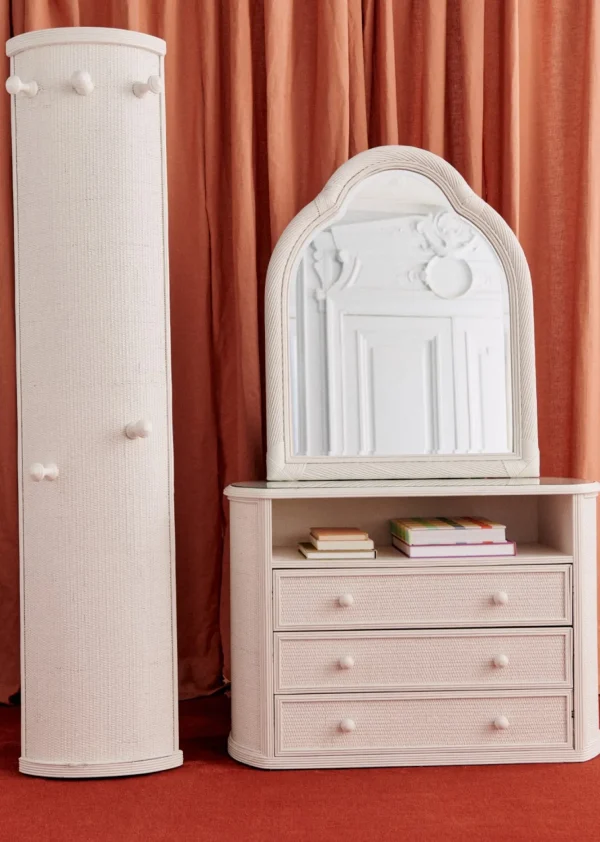 Ensemble De Chambre Vintage En :  porte Manteau, Commode Et Miroir-Sezane Online