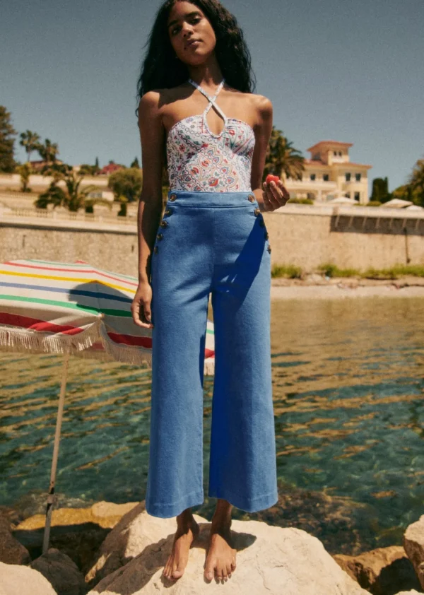 Pantalon Marino Crop-Sezane Hot
