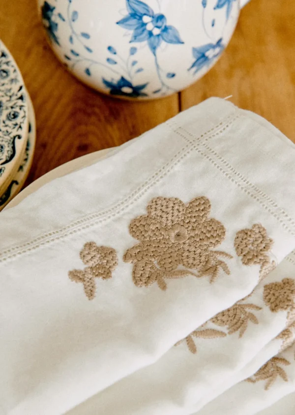 Set De 4 Serviettes - Fleurs Brodées-Sezane Store