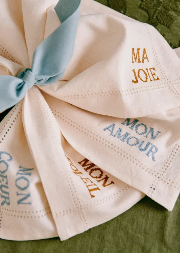 Set De 4 Serviettes - Les Mots Brodés-Sezane Sale
