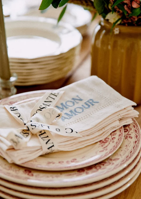 Set De 4 Serviettes - Les Mots Brodés-Sezane Sale
