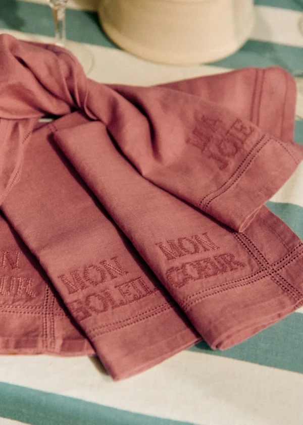 Set De 4 Serviettes - Les Mots Brodés-Sezane Sale
