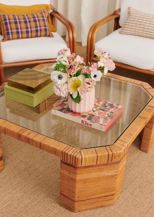 Table Basse Octogonale En Marqueterie De Vintage-Sezane Hot