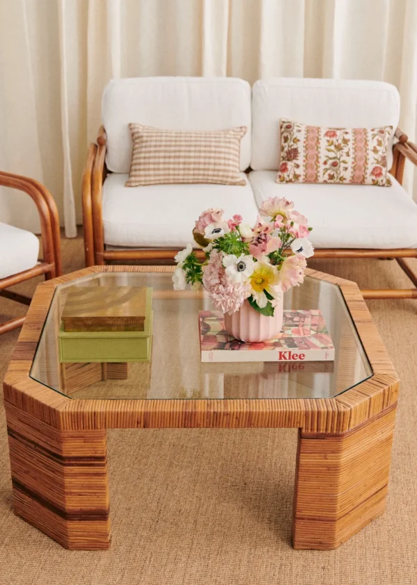 Table Basse Octogonale En Marqueterie De Vintage-Sezane Hot